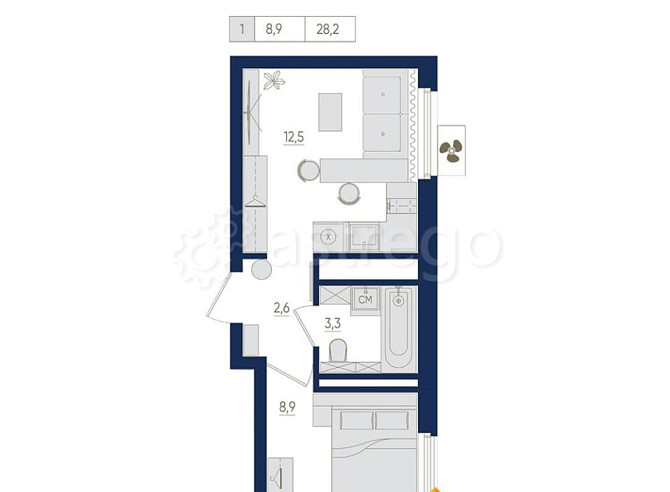 1-комн. квартира, 28.2 м2, 22/22 эт. Уфа - изображение 1