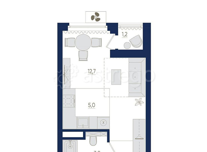 1-комн. квартира, 25.1 м2, 8/22 эт. Уфа - изображение 1