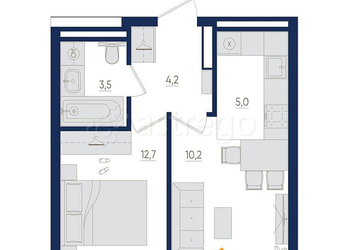 2-комн. квартира, 36.5 м2, 9/22 эт. Уфа - изображение 1