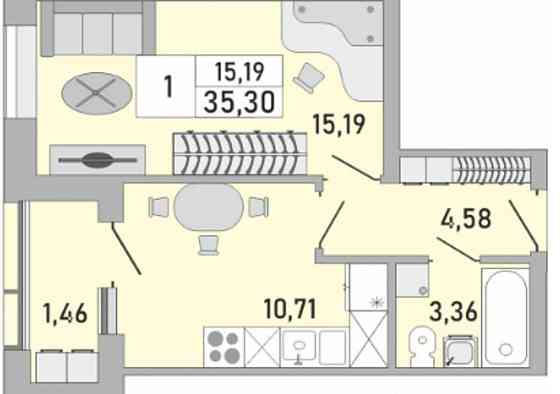 1-комн. квартира, 35 м2, 17/25 эт. Уфа