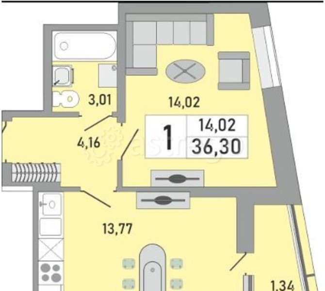 1-комн. квартира, 36 м2, 7/25 эт. Уфа - изображение 2