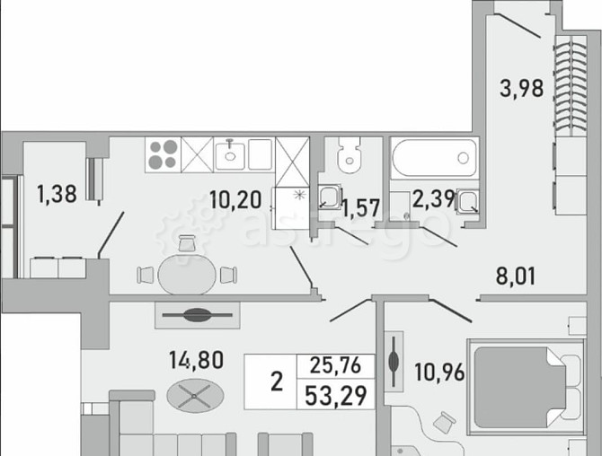 2-комн. квартира, 53 м2, 14/24 эт. Уфа - изображение 6