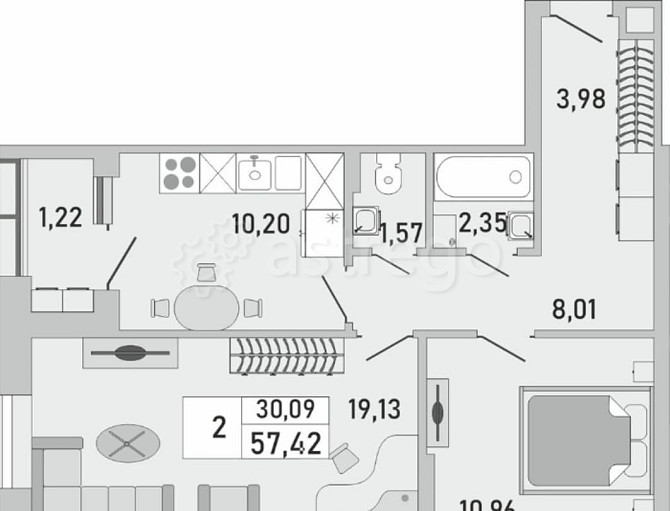 2-комн. квартира, 57.6 м2, 15/25 эт. Уфа - изображение 6