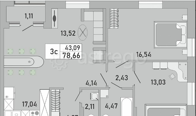 3-комн. квартира, 79 м2, 7/24 эт. Уфа - изображение 5