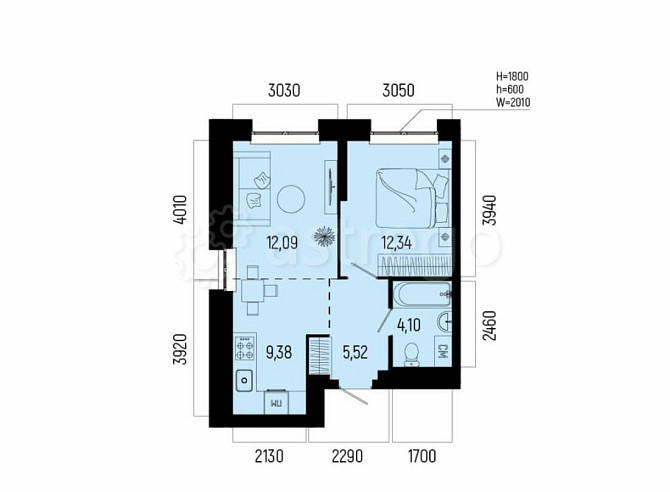 2-комн. квартира, 43.43 м2, 15/25 эт. Уфа - изображение 1