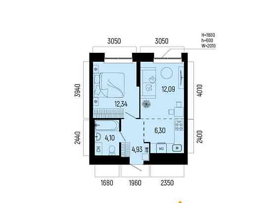 2-комн. квартира, 39.76 м2, 23/25 эт. Уфа