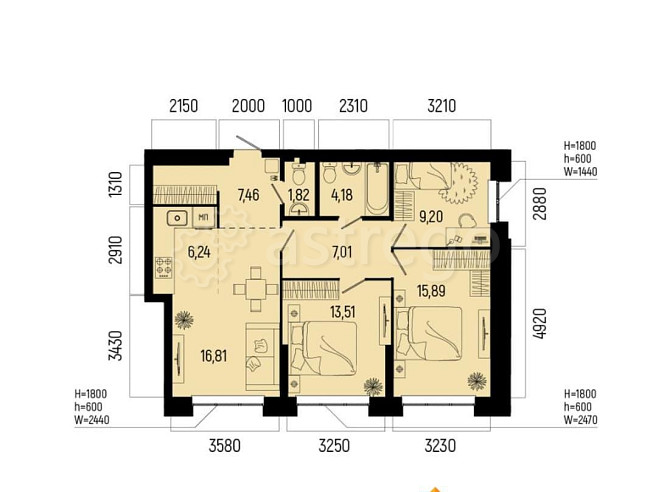 4-комн. квартира, 82.12 м2, 22/25 эт. Уфа - изображение 1