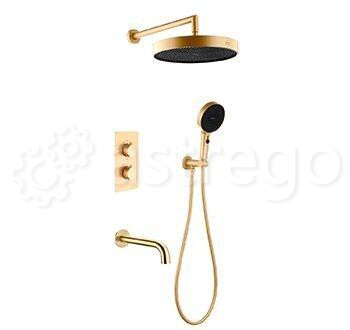 Душевой комплект BOHEME Cell с 3-х режимным термостатом и изливом Fusion 427-MG Gold Matt Новосибирск - изображение 1