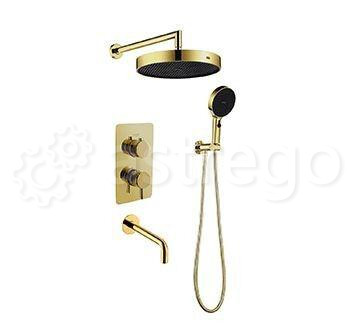 Душевой комплект BOHEME Cell с 3-х режимным смесителем и изливом Fusion 427-G Gold Новосибирск - изображение 1